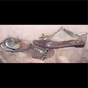 Stuart Weitzman clear jelly sandals shoes 7